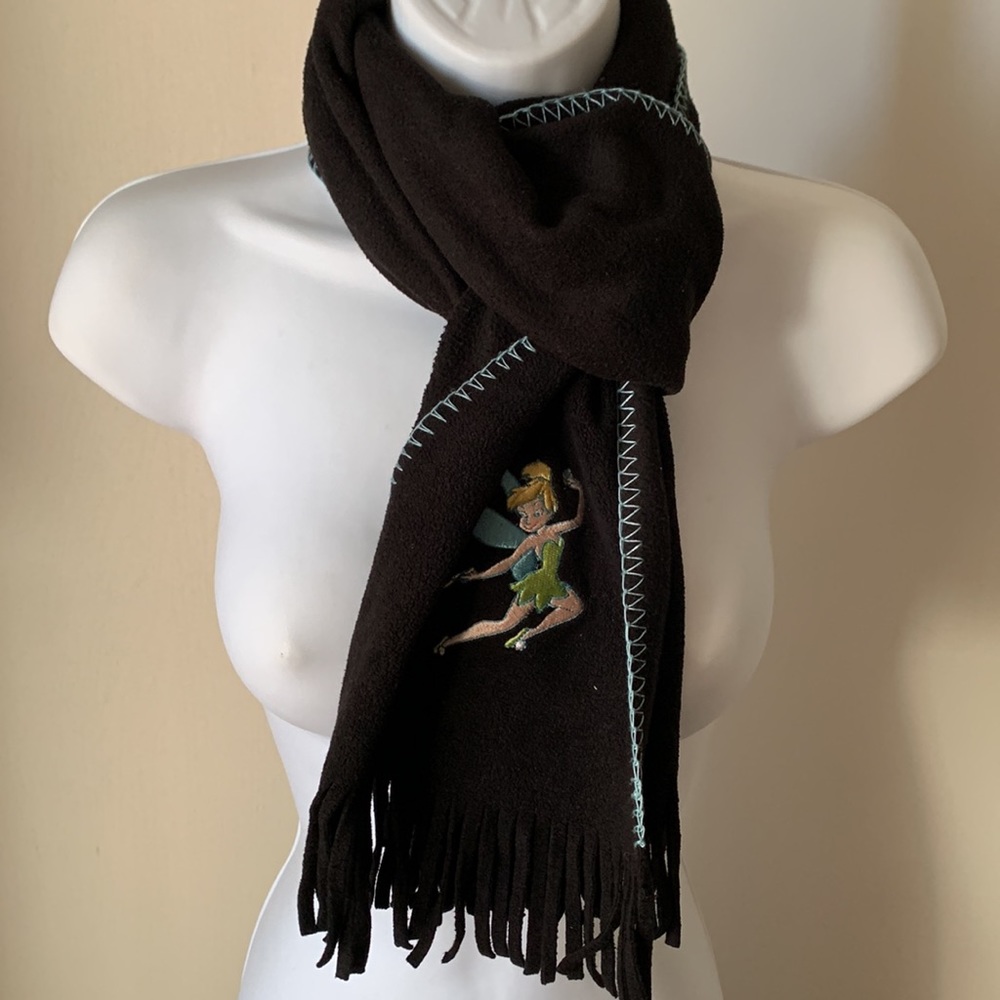 Vintage Disney Direct black Tinkerbell scarf with initial “A”